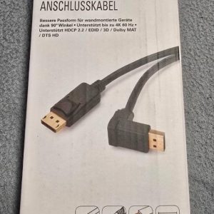 Renkforce DisplayPort kabel 1 m – 90° konektor, 4K 60 Hz, nový